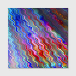 Холст квадратный Волнистые разноцветные линии, цвет: 3D-принт — фото 2