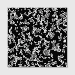 Холст квадратный Капли жидкого металла - камуфляж на чёрном, цвет: 3D-принт — фото 2