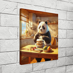 Холст квадратный Панда на кухне готовит торт, цвет: 3D-принт — фото 2