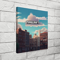 Холст квадратный Minecraft город и лого, цвет: 3D-принт — фото 2