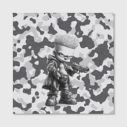 Холст квадратный Барт с пистолетом - hand drawn style, цвет: 3D-принт — фото 2
