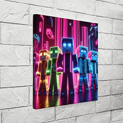 Холст квадратный Minecraft characters - neon glow, цвет: 3D-принт — фото 2
