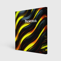 Холст квадратный Palworld логотип золотые и черные волны, цвет: 3D-принт
