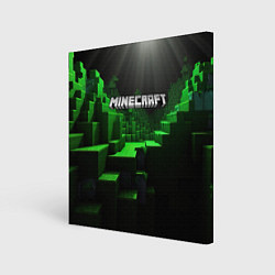 Картина квадратная Minecraft logo зеленые яркие плитки