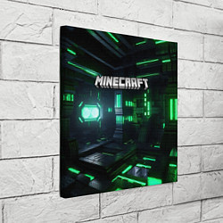 Холст квадратный Minecraft logo зеленый мир, цвет: 3D-принт — фото 2