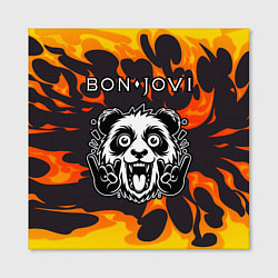 Холст квадратный Bon Jovi рок панда и огонь, цвет: 3D-принт — фото 2