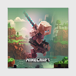 Холст квадратный Персонаж Minecraft ниндзя в прыжке, цвет: 3D-принт — фото 2