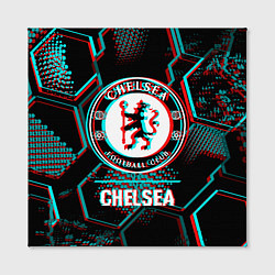 Холст квадратный Chelsea FC в стиле glitch на темном фоне, цвет: 3D-принт — фото 2