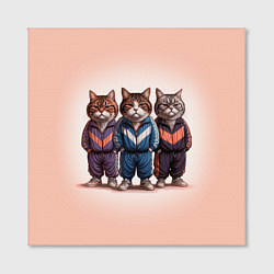 Холст квадратный Три полосатых кота в спортивных костюмах пацана, цвет: 3D-принт — фото 2