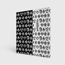 Холст квадратный Genshin Impact - black and white, цвет: 3D-принт