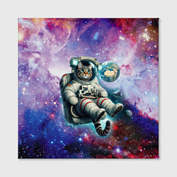 Холст квадратный Brave cat in space - ai art, цвет: 3D-принт — фото 2
