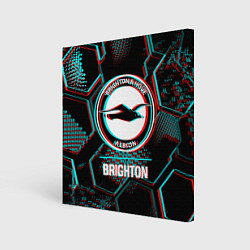 Холст квадратный Brighton FC в стиле glitch на темном фоне, цвет: 3D-принт