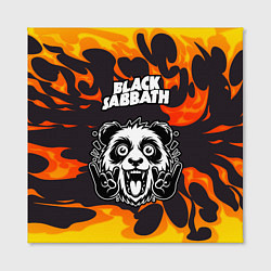 Холст квадратный Black Sabbath рок панда и огонь, цвет: 3D-принт — фото 2
