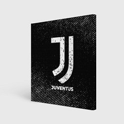 Холст квадратный Juventus с потертостями на темном фоне, цвет: 3D-принт