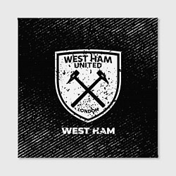Холст квадратный West Ham с потертостями на темном фоне, цвет: 3D-принт — фото 2