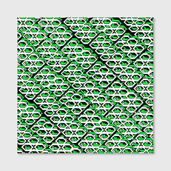 Холст квадратный Зелёно-белый узор на чёрном фоне, цвет: 3D-принт — фото 2
