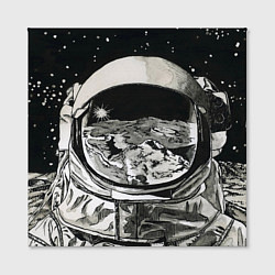 Холст квадратный Космонавт в черно-белом мире, цвет: 3D-принт — фото 2