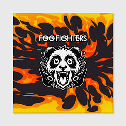 Холст квадратный Foo Fighters рок панда и огонь, цвет: 3D-принт — фото 2