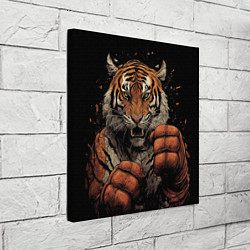 Холст квадратный Муай-Тай тигр в стойке боевые искусства, цвет: 3D-принт — фото 2