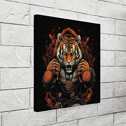 Холст квадратный Муай- Тай тигр в стойке боевые искусства, цвет: 3D-принт — фото 2
