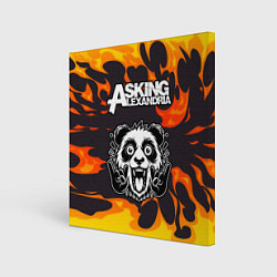 Холст квадратный Asking Alexandria рок панда и огонь, цвет: 3D-принт