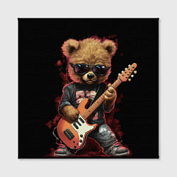 Холст квадратный Плюшевый медведь музыкант с гитарой, цвет: 3D-принт — фото 2