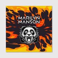 Холст квадратный Marilyn Manson рок панда и огонь, цвет: 3D-принт — фото 2