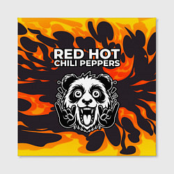 Холст квадратный Red Hot Chili Peppers рок панда и огонь, цвет: 3D-принт — фото 2