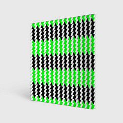 Холст квадратный Вертикальные чёрно-зелёные полосы, цвет: 3D-принт