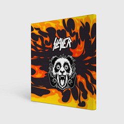 Холст квадратный Slayer рок панда и огонь, цвет: 3D-принт