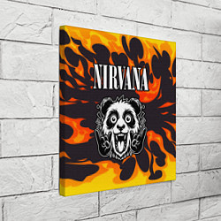 Холст квадратный Nirvana рок панда и огонь, цвет: 3D-принт — фото 2