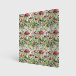 Картина квадратная Дикие грибы лесные мухоморы