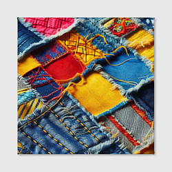 Холст квадратный Colorful denim patchwork - ai art, цвет: 3D-принт — фото 2