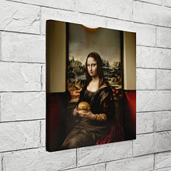 Холст квадратный Мона Лиза и большой гамбургер, цвет: 3D-принт — фото 2