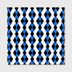 Холст квадратный Чёрные и синие ромбы на белом фоне, цвет: 3D-принт — фото 2