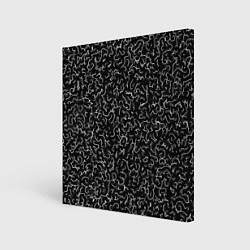 Холст квадратный Белые завитушки на черном фоне, цвет: 3D-принт