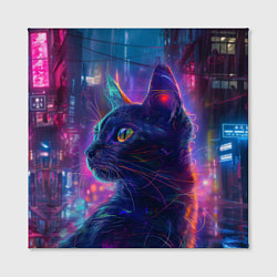 Холст квадратный Кот в нейросети киберпанк, цвет: 3D-принт — фото 2