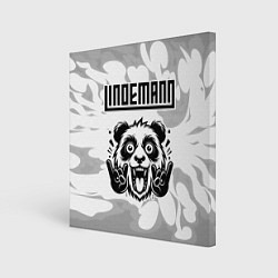 Холст квадратный Lindemann рок панда на светлом фоне, цвет: 3D-принт