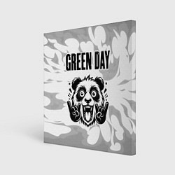 Холст квадратный Green Day рок панда на светлом фоне, цвет: 3D-принт