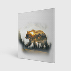Холст квадратный Медведь и абстрактный лес, цвет: 3D-принт