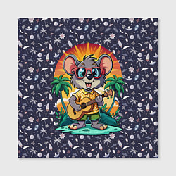 Холст квадратный Грызун играет на гитаре жарким летом, цвет: 3D-принт — фото 2
