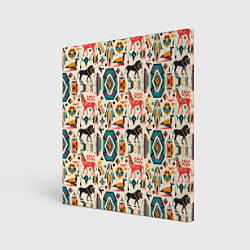 Картина квадратная Африканские узор лев и жираф