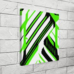 Холст квадратный Чёрно-зелёные полосы на белом фоне, цвет: 3D-принт — фото 2