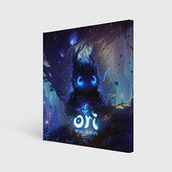 Холст квадратный Ori сова в слепом лесу, цвет: 3D-принт