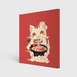 Холст квадратный Japanese cat eats ramen, цвет: 3D-принт