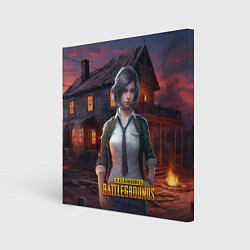 Холст квадратный PUBG девушка в игре, цвет: 3D-принт