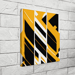 Холст квадратный Black and yellow stripes on a white background, цвет: 3D-принт — фото 2