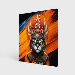 Холст квадратный Cat samurai, цвет: 3D-принт