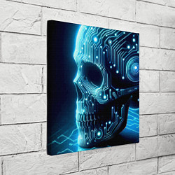 Холст квадратный Cyber neon skull - ai art с дорожками на плате, цвет: 3D-принт — фото 2