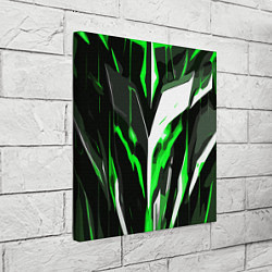 Холст квадратный Зелёно-белая абстракция и чёрный фон, цвет: 3D-принт — фото 2
